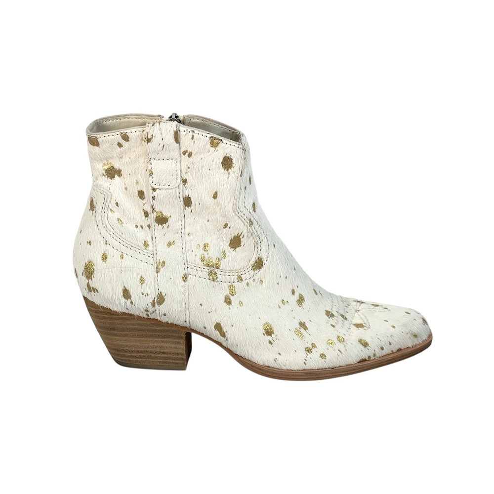 Dolce Vita womens 6.5 Silma western cow fur gold splater ankle boots - Picture 3 of 7